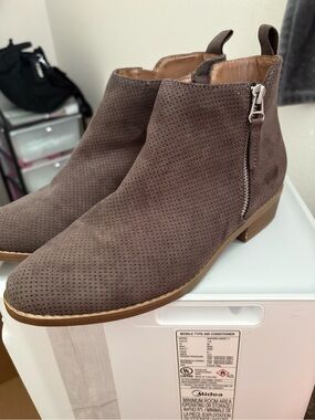 Target Taupe Perforated Side-Zip Ankle Booties